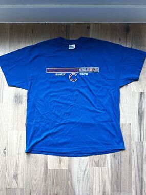 Vintage Chicago Cubs Since 1876 T-Shirt Blue Hanes Heavyweight Adult XL MLB Base
